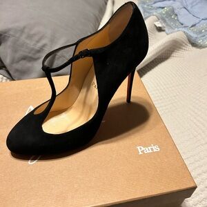 Elegant Black T-Strap Heels